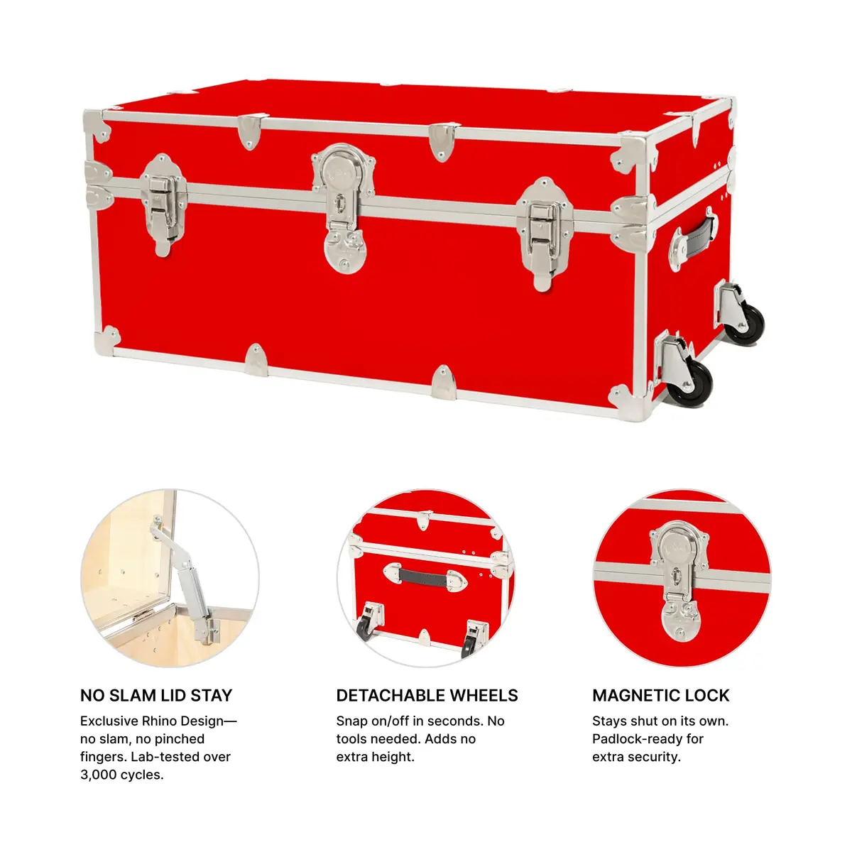 Rhino Trunk & Case Classic Camp & College Storage Trunk 30" x 17" x 13" | Heavy-Duty Dorm & Home Storage - view 4