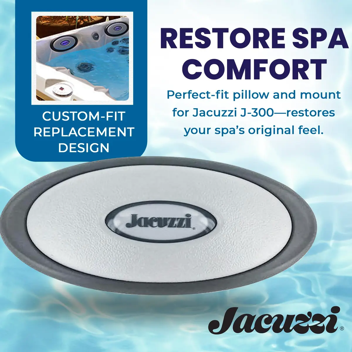 Jacuzzi J-300 Series Oval Spa Pillow Replacement 25.4 cm (10 in) | Ergonomic Head & Neck Support for Hot Tubs - view 2