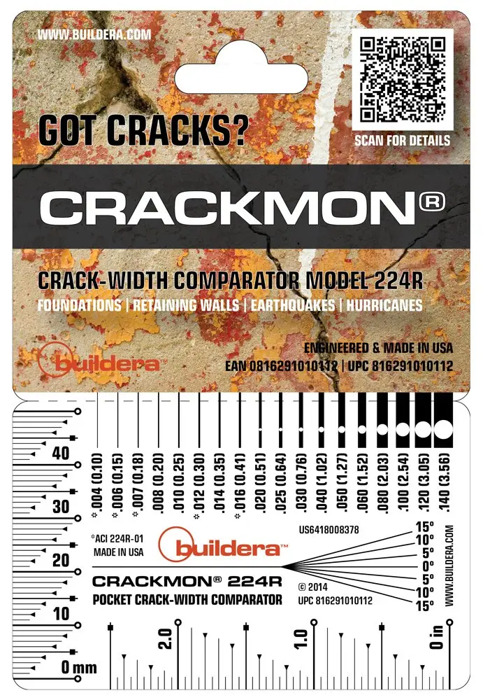 BUILDERA CRACKMON 224R Crack Width Comparator Gauge | ACI 224R-01 Compliant Pocket Tool - main product image