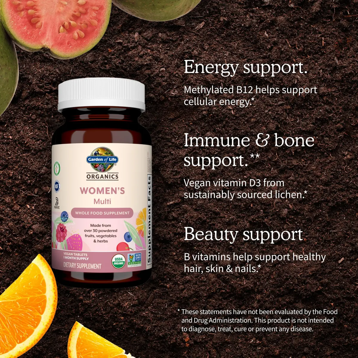 Garden of Life Organics Women's Multivitamin 120 Tablets | USDA Organic, Vegan Support - view 4