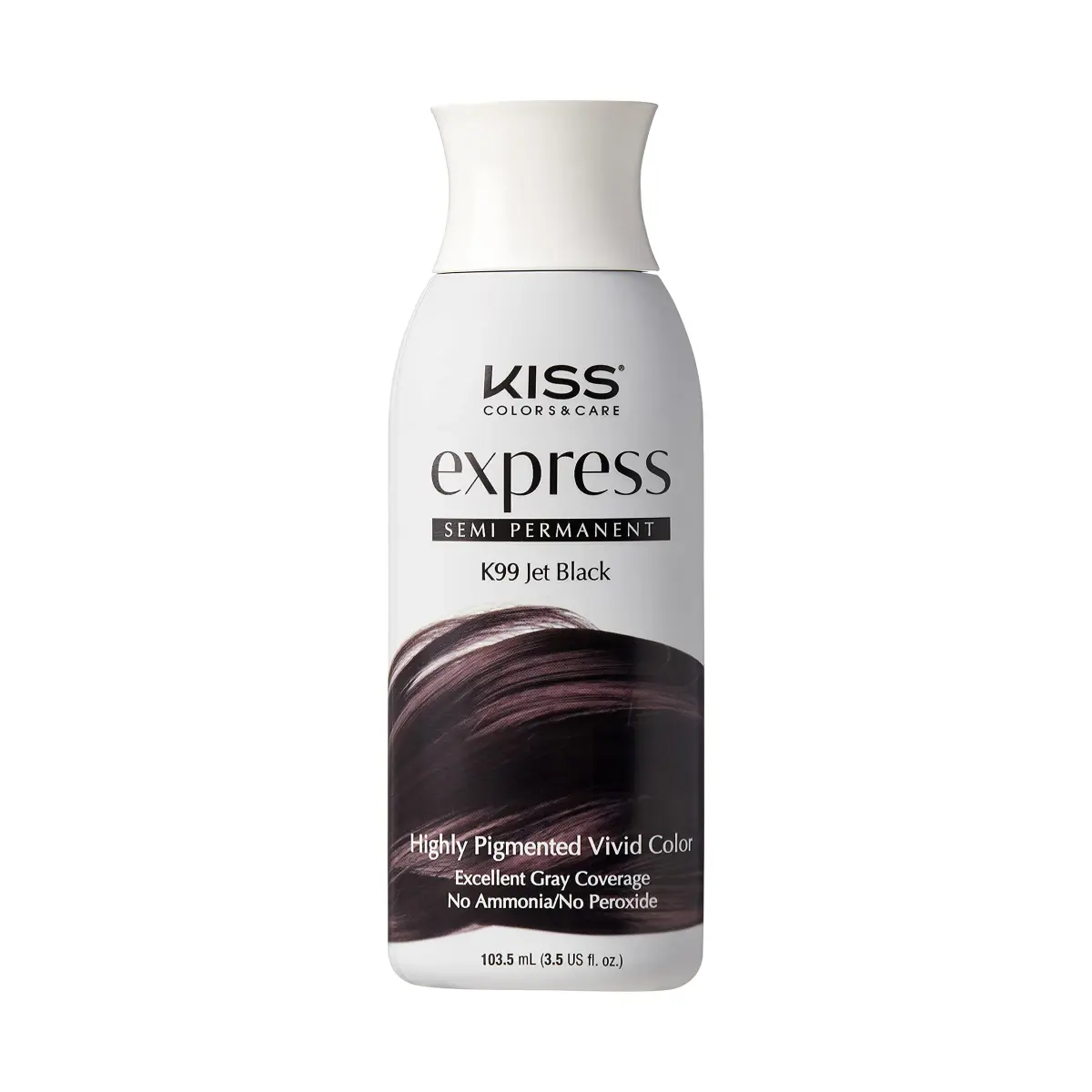 KISS Express Color Semi-Permanent Hair Color Jet Black 103.5ml (3.5 Fl Oz) | Ammonia-Free & Peroxide-Free Formula - main product image