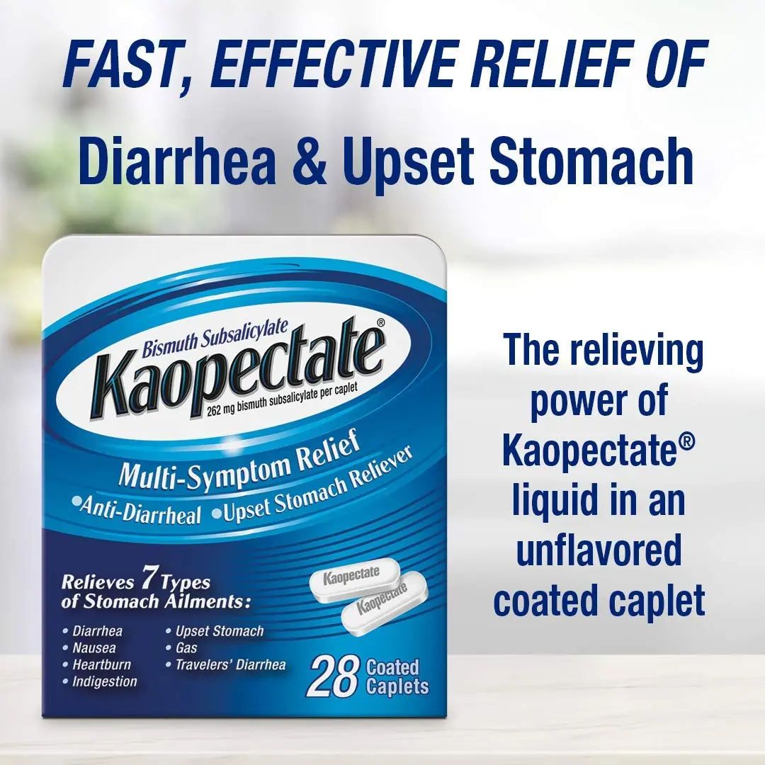 Kaopectate Multi-Symptom Anti-Diarrheal & Upset Stomach Reliever, 28 Caplets, White | Fast Relief for GI Discomfort - view 3