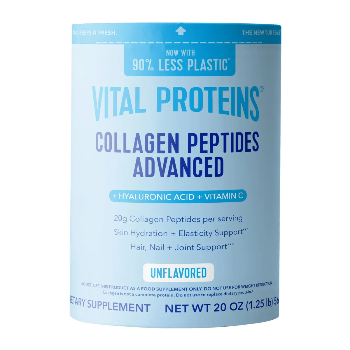 Vital Proteins Unflavored Collagen Peptides Powder, 27 Servings (1 Pack) | Hydrolyzed Peptides with Hyaluronic Acid & Vitamin C - main product image