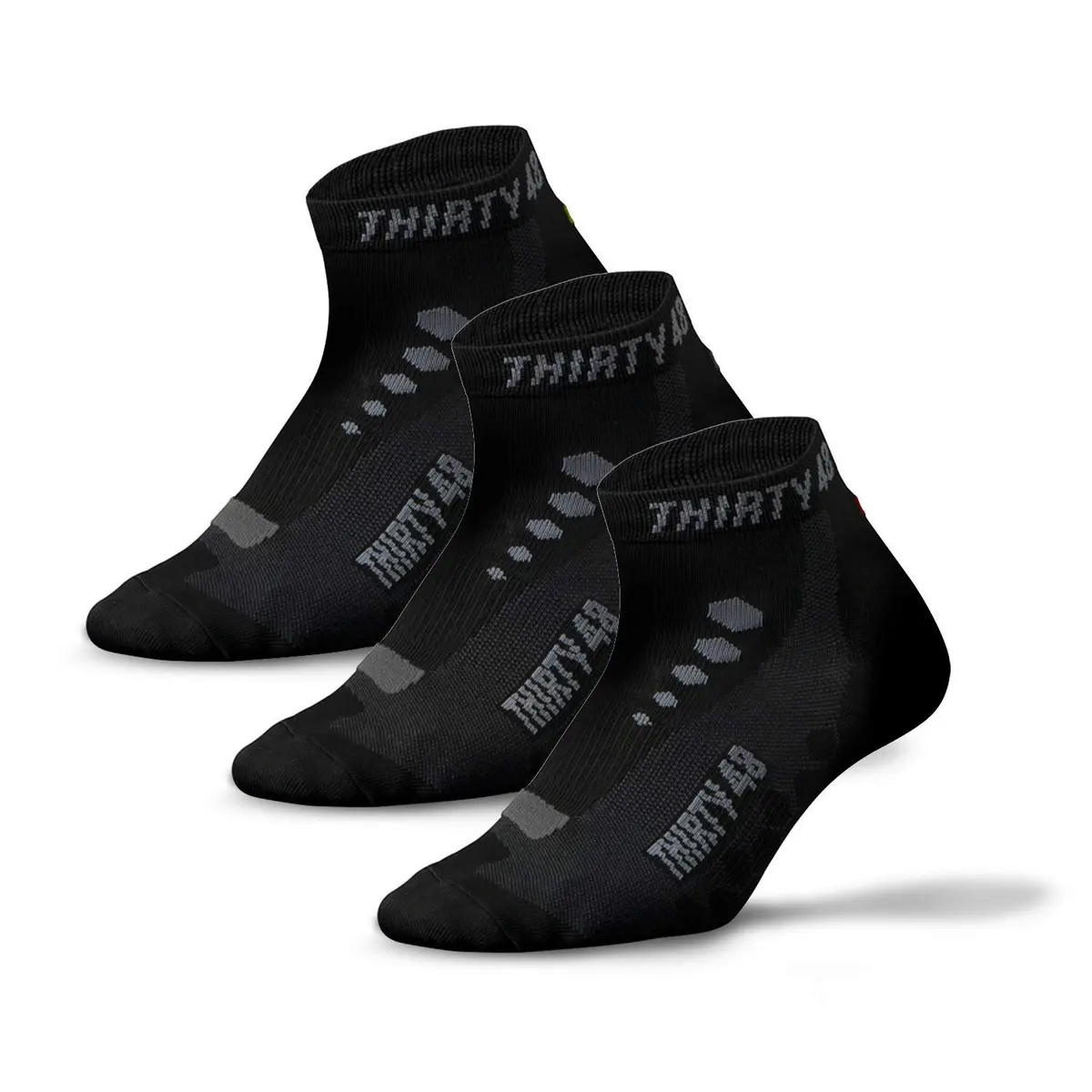 Thirty48 Low Cut Cycling Socks for Men and Women | Unisex Breathable Sport Socks (Large - Women 9-12 // Men 8-11, 3 Pairs, Black/Gray) - main product image