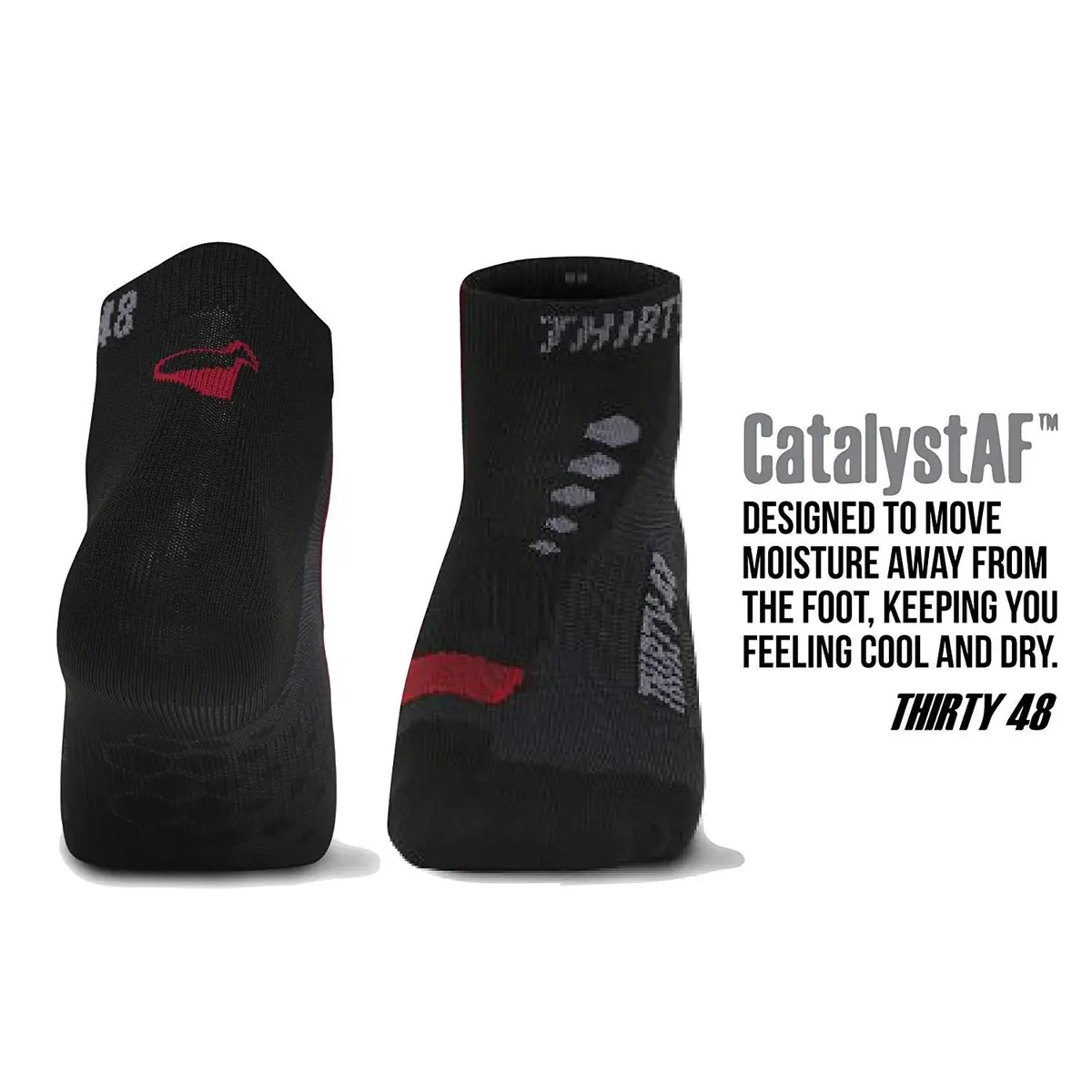 Thirty48 Low Cut Cycling Socks for Men and Women | Unisex Breathable Sport Socks (Large - Women 9-12 // Men 8-11, 3 Pairs, Black/Gray) - view 3