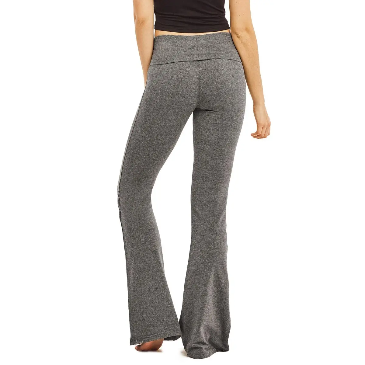 MOPAS Women's Flared High Rise Cotton Spandex Yoga Pants | Comfortable & Stylish (M, Charcoal) - view 3