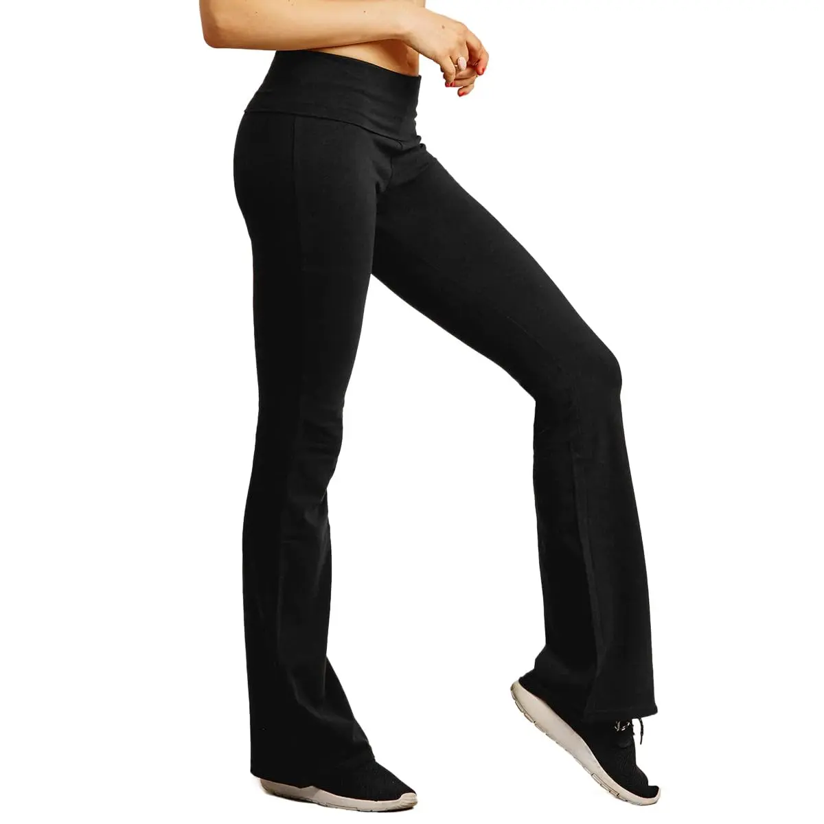 MOPAS Women's Flared High Rise Cotton Spandex Yoga Pants | Comfortable & Stylish for Casual & Workout Wear - view 2