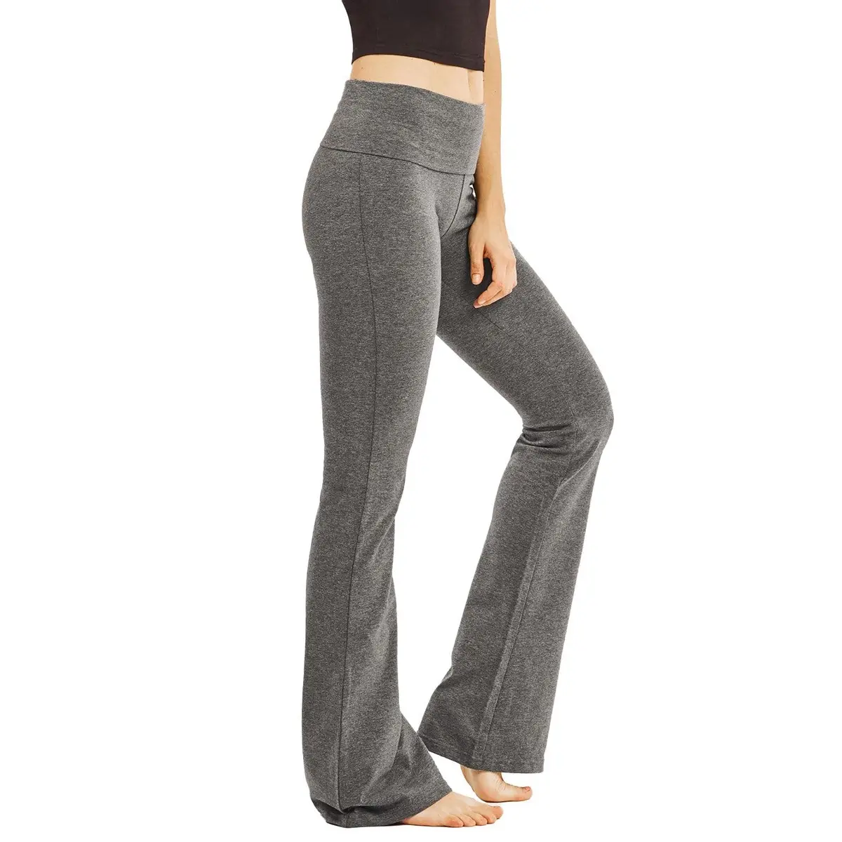 MOPAS Women's Flared High Rise Cotton Spandex Yoga Pants | Soft, Comfortable & Stylish (S, Charcoal) - main product image