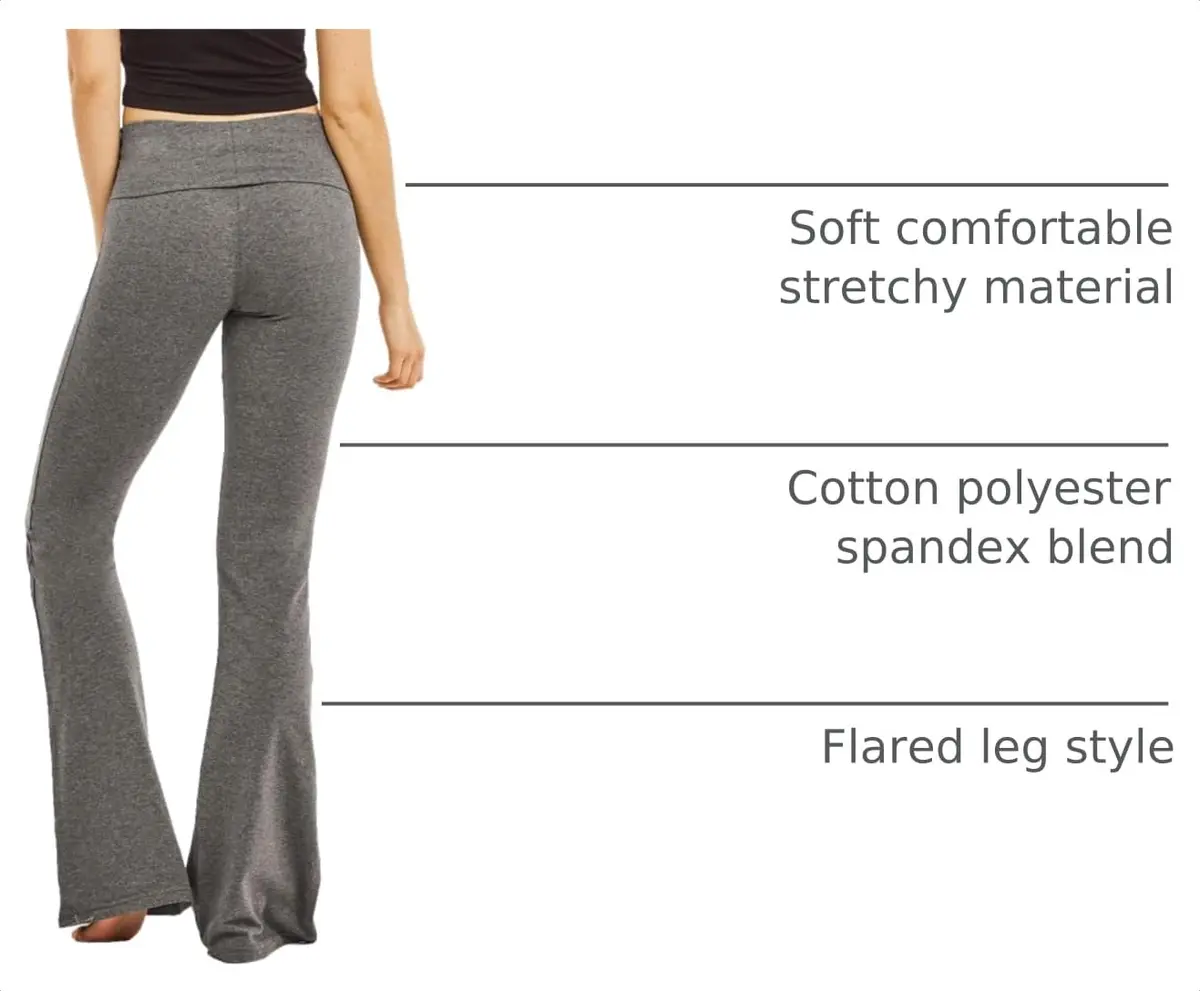 MOPAS Women's Flared High Rise Cotton Spandex Yoga Pants | Soft, Comfortable & Stylish (S, Charcoal) - view 4