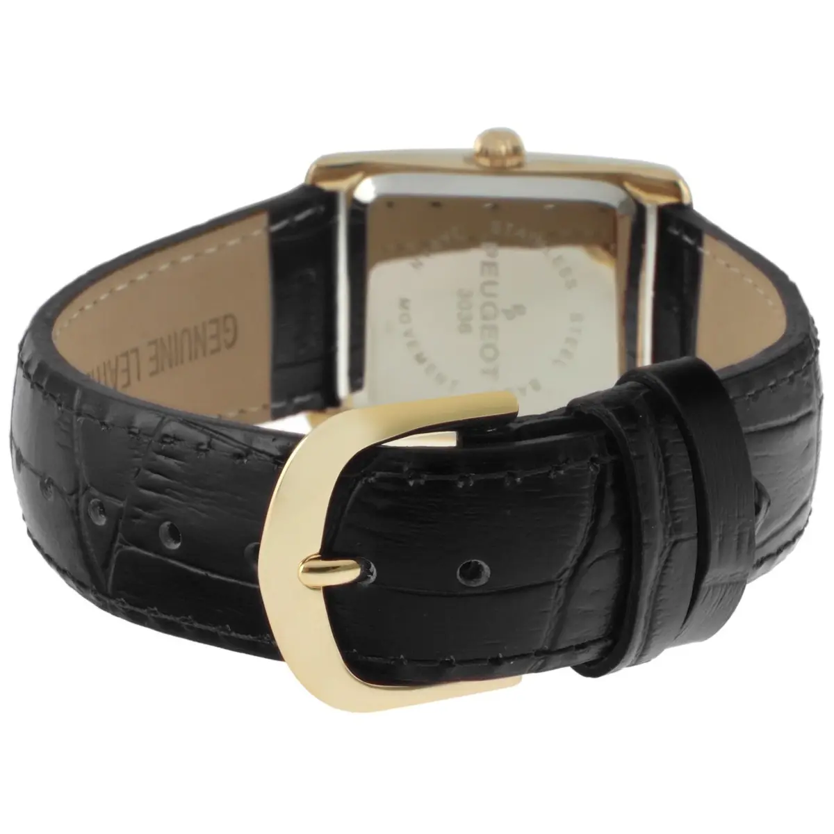 Peugeot Women's Tank Leather Dress Watch Roman Numeral Dial Blue Hands | Classic Elegant Design - view 3