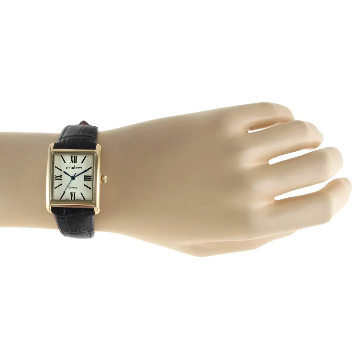 Peugeot Women's Tank Leather Dress Watch Roman Numeral Dial Blue Hands | Classic Elegant Design - view 4