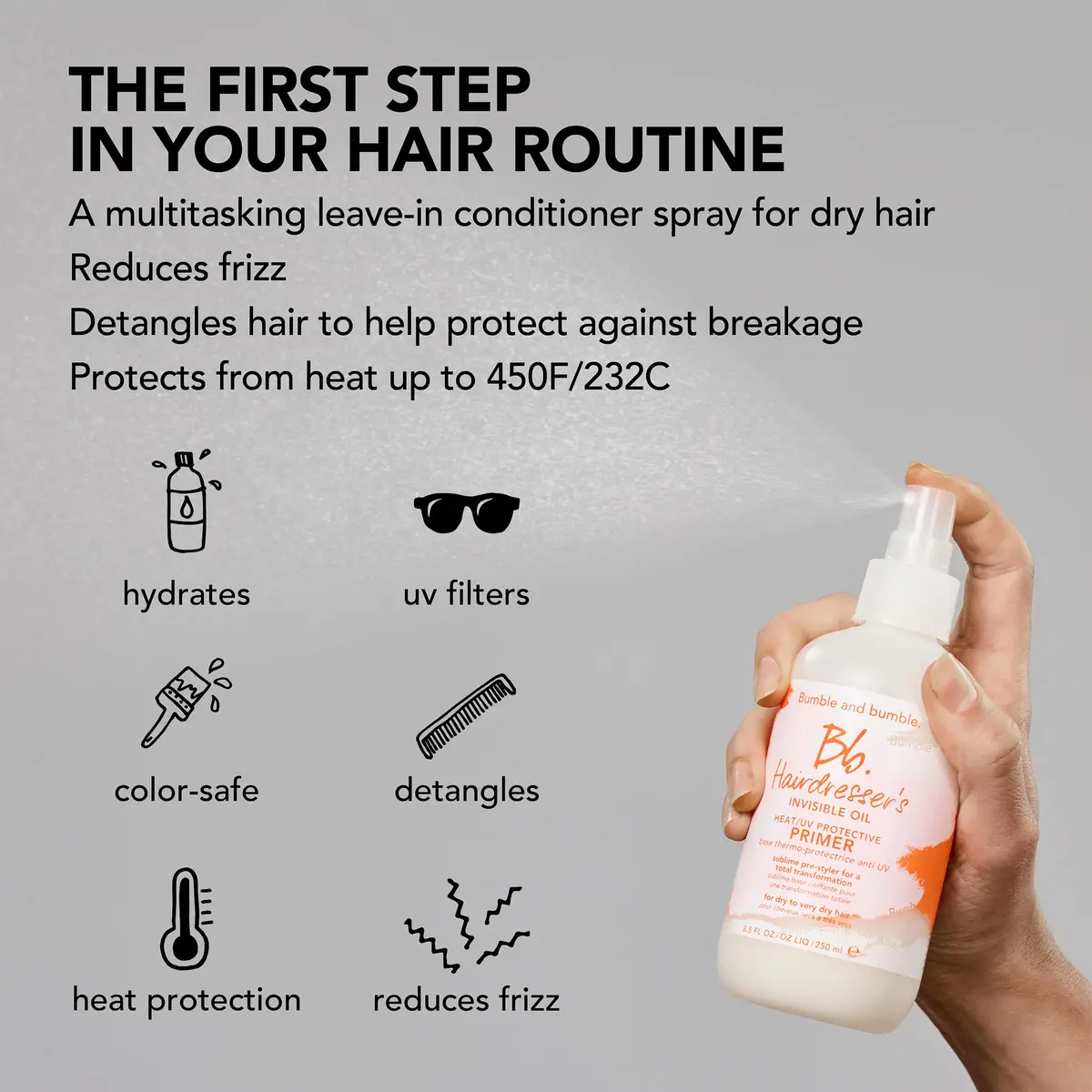 Bumble and bumble. Hairdresser's Invisible Oil Heat/UV Protection Leave-In Conditioner | Hydrating, Anti Frizz, Color Safe | All Hair Types, 8.5 Fl Oz - view 6