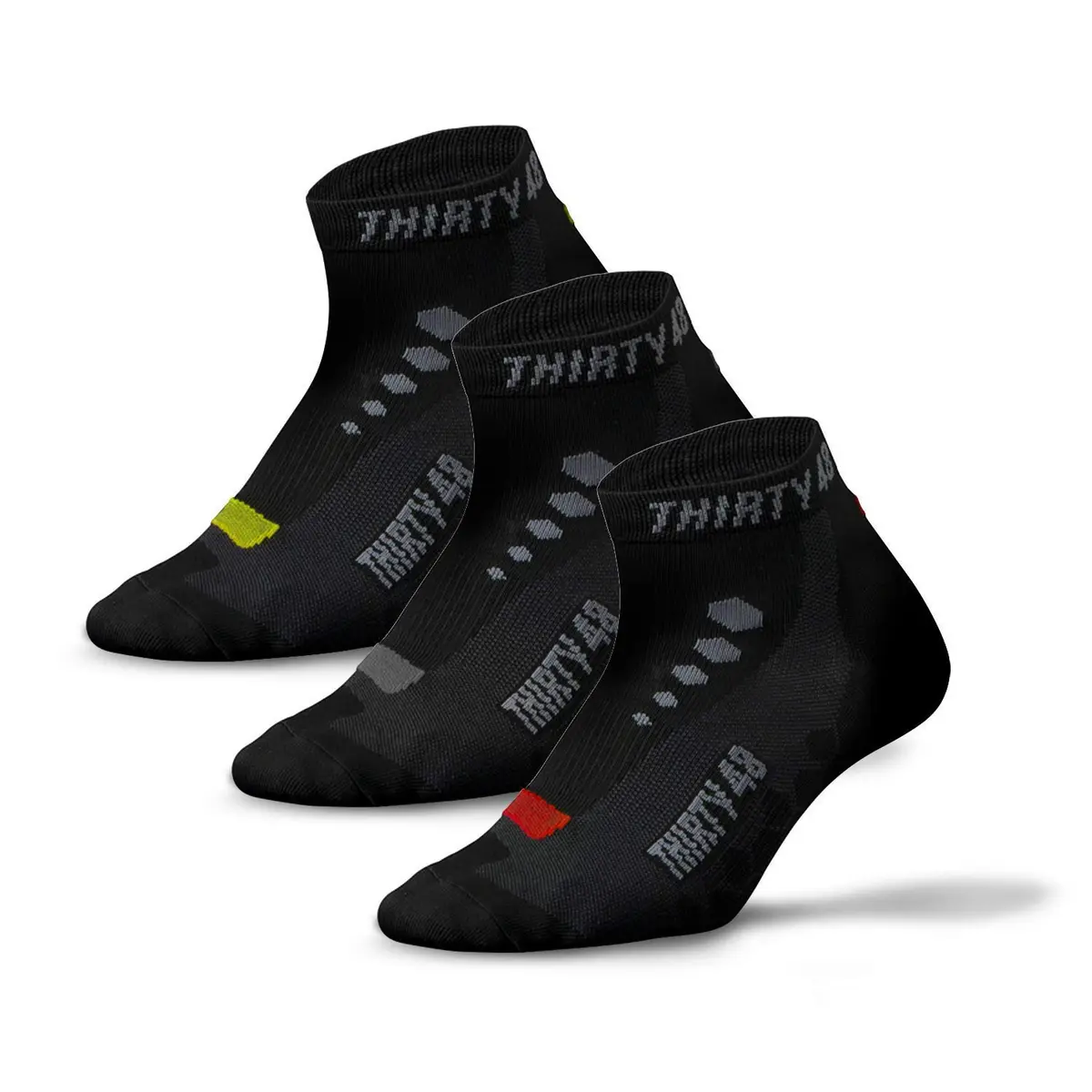 Thirty48 Low Cut Cycling Socks for Men and Women | Unisex Breathable Sport Socks (Small - Women 5-8 // Men 4-7, 3 Pairs, Black Mixed Color) - main product image