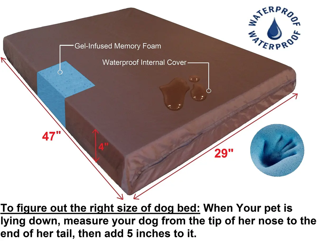 Dogbed4less Extra Large Gel-Infused Memory Foam Dog Bed | Orthopedic Support for XL Breeds - view 2