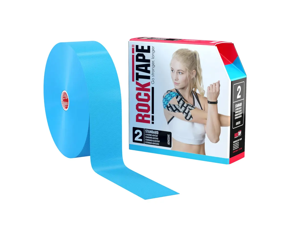 RockTape Electric Blue 2" x 105' (5cm x 32m) Kinesiology Tape | Water & Sweat Resistant, Hypoallergenic, 180% Stretch - main product image