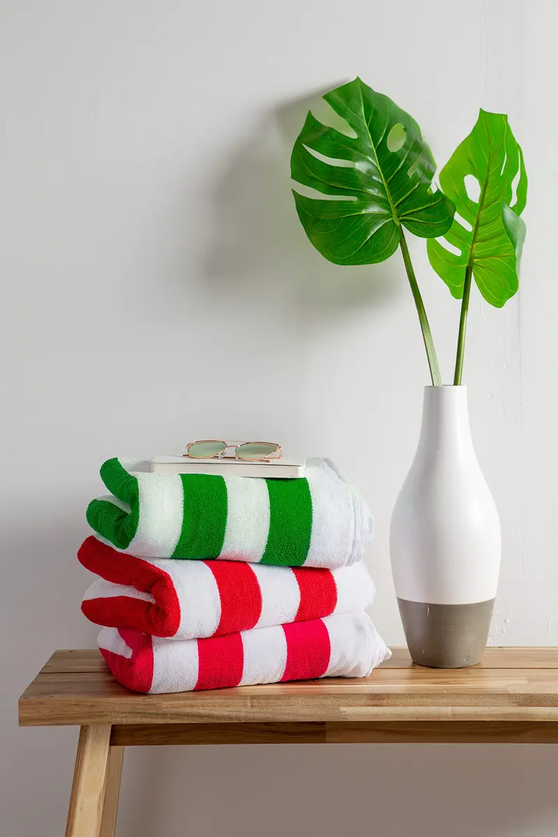 DII Stripe Beach Lounge Chair Towel with Fitted Top Pocket, 26x82, Green | Absorbent Cotton Towel for Poolside & Beach - view 4