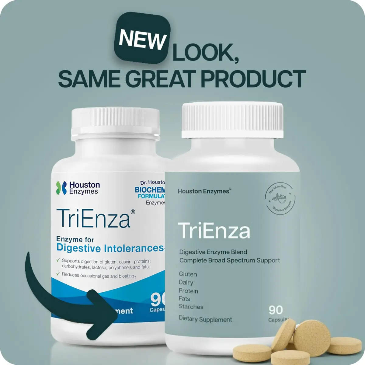 Houston Enzymes TriEnza Digestive Enzyme Supplement Chewable Tablets 180 Count | Supports Gluten, Casein, Soy Digestion - view 7