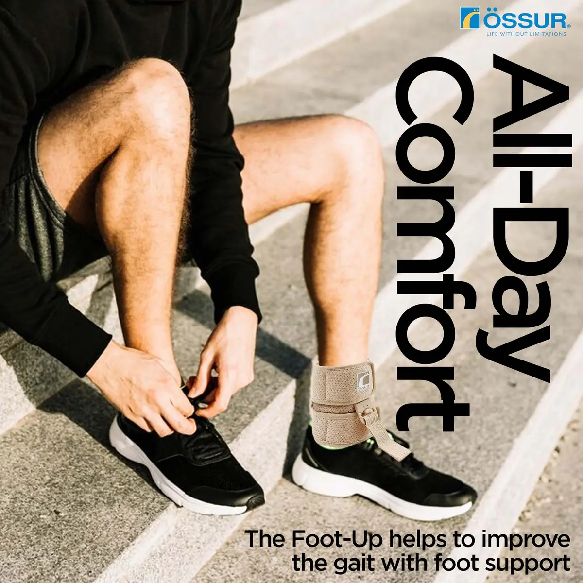Ossur Foot-up Drop Foot Brace - Ankle Support Comfort Adjustable Wrap (Beige, Medium) | Lightweight, Discreet Support for Drop Foot - view 7