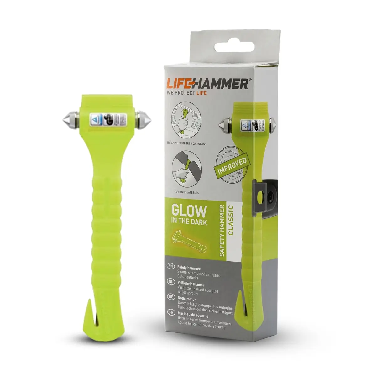 Lifehammer Car Safety Hammer with Seatbelt Cutter | Glow in Dark Emergency Escape Tool, Pack of 2 - view 5