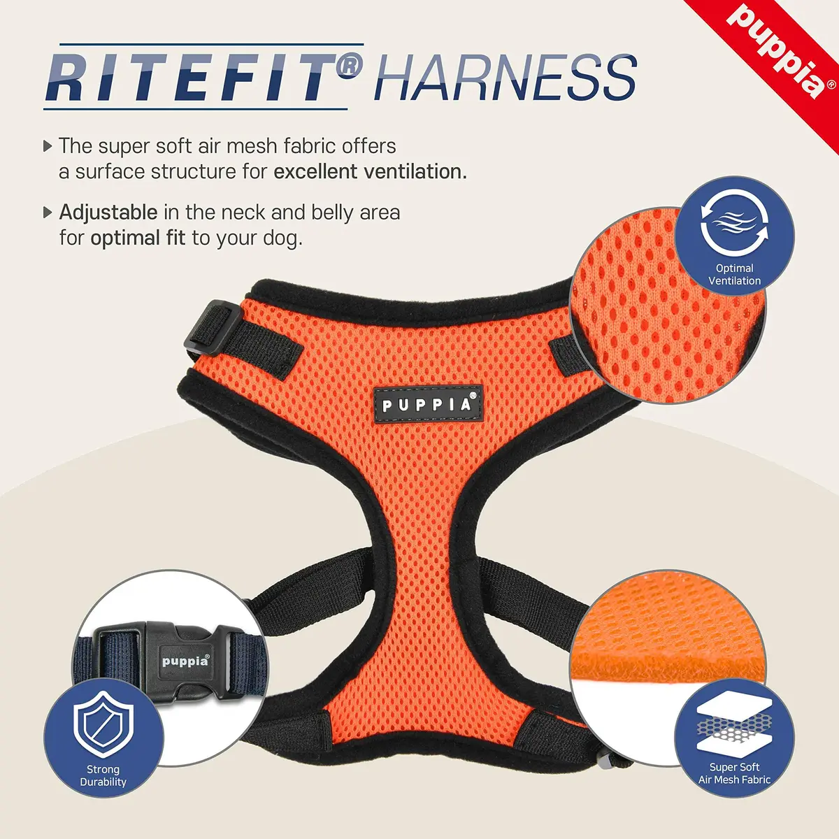 Puppia RiteFit Harness with Adjustable Neck, X-Large, Purple | Well-Designed Dog Vest Harness for Comfort & Fit - view 5