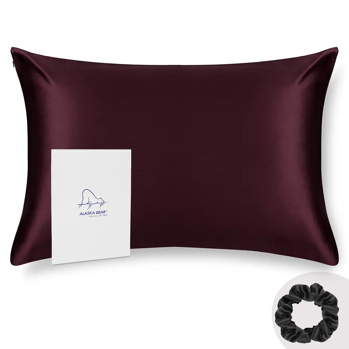 ALASKA BEAR Queen Silk Pillowcase & Hypoallergenic Silk Scrunchie Set | 100% Mulberry Silk, 20x30 in, Breathable & Skin-Friendly - main product image