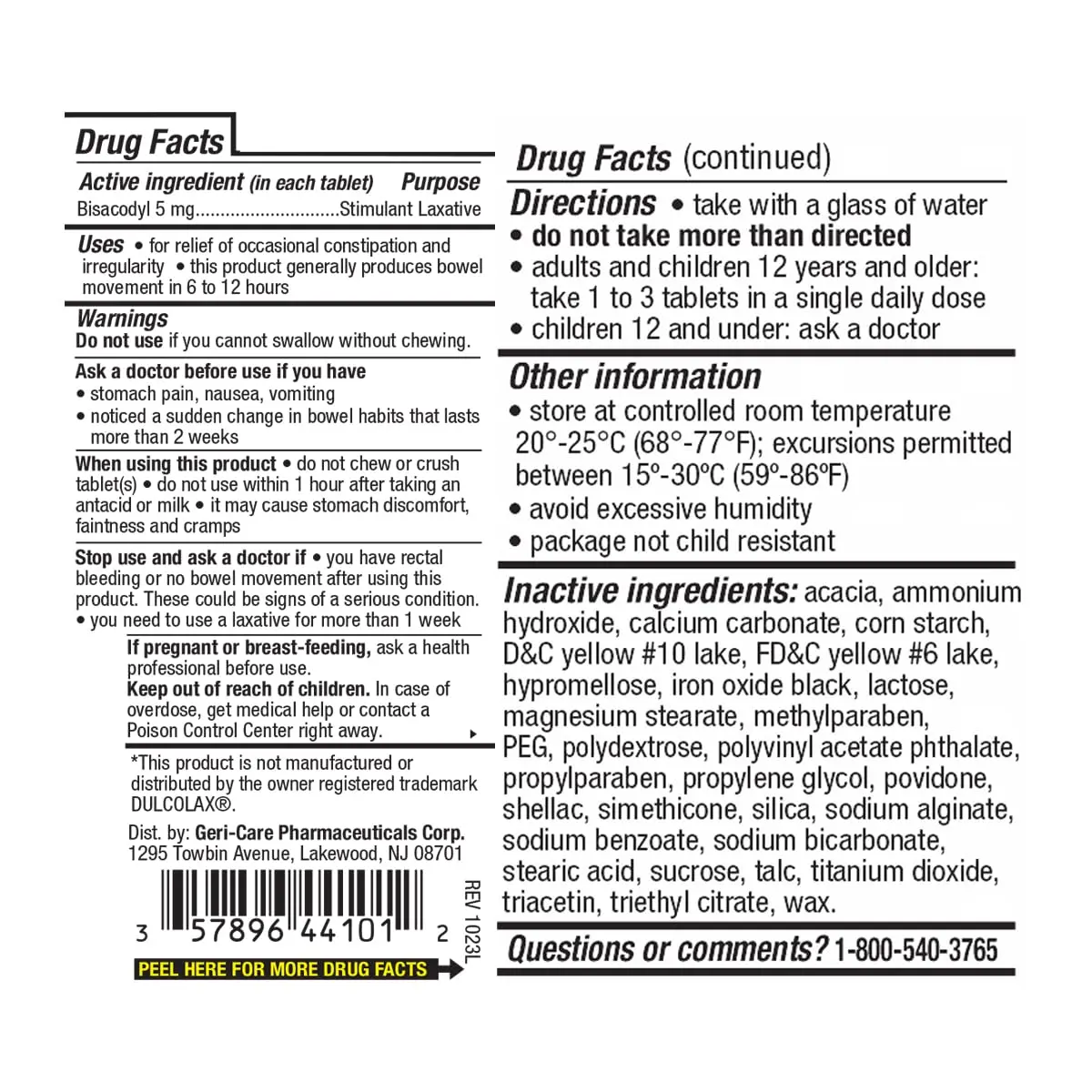 GeriCare Bisacodyl 5 mg Coated Tablets | Gentle Overnight Constipation Relief (100 Count) - view 8