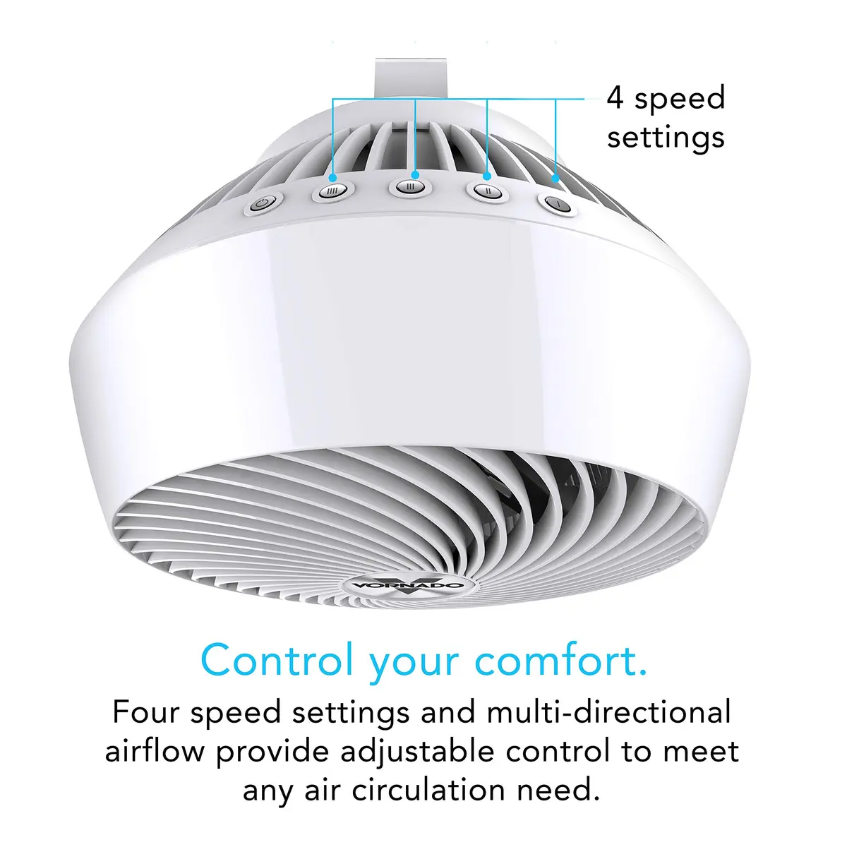 Vornado 660 Large Whole Room Air Circulator Fan with 4 Speeds and 90-Degree Tilt, 660-Large, White | Signature Vortex Air Circulation - view 3