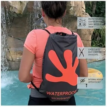 geckobrands Drawstring Travel Backpack 10L Waterproof Lightweight for Beach & Hiking - view 4