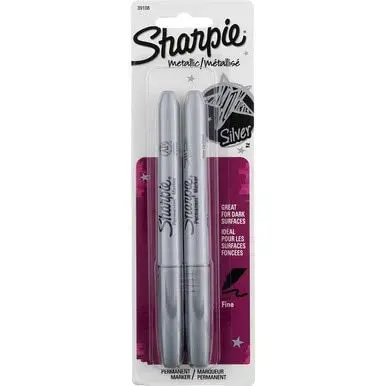 Sharpie Metallic Permanent Markers, Fine Point, Silver, Pack of 12 | Opaque Ink for Dark Surfaces - view 6