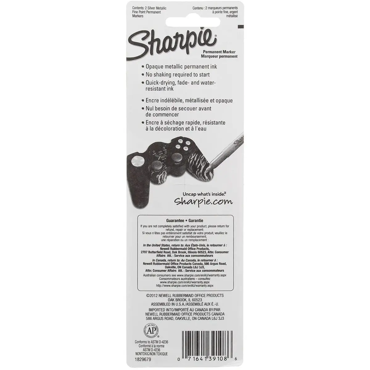 Sharpie Metallic Permanent Markers, Fine Point, Silver, Pack of 12 | Opaque Ink for Dark Surfaces - view 2