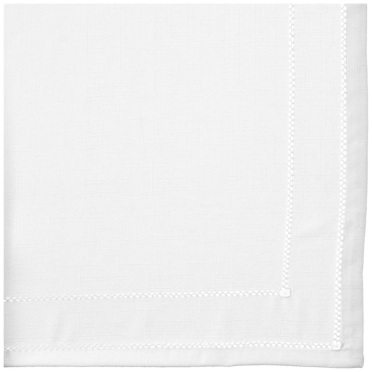 Violet Linen Hem Stitch Embroidered Vintage Design Tablecloth White 54" x 72" | Classic Durable Vintage Style - view 2