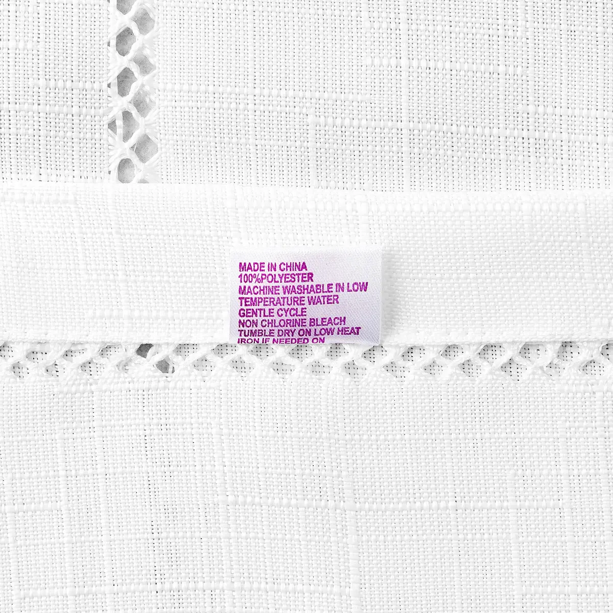Violet Linen Hem Stitch Embroidered Vintage Design Tablecloth White 54" x 72" | Classic Durable Vintage Style - view 4