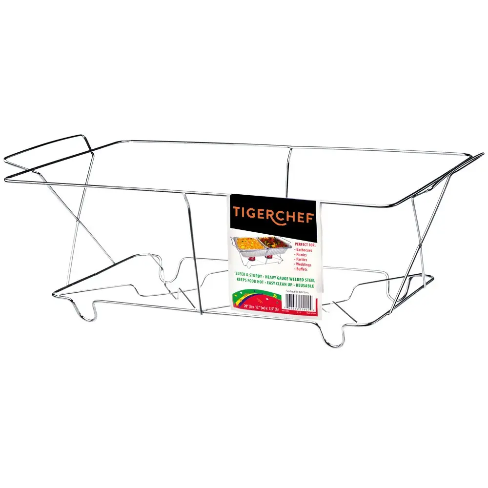 Tiger Chef Full Size Chrome Wire Frame Chafer Stand 12 Pack | Durable Buffet Food Warmer Rack - main product image