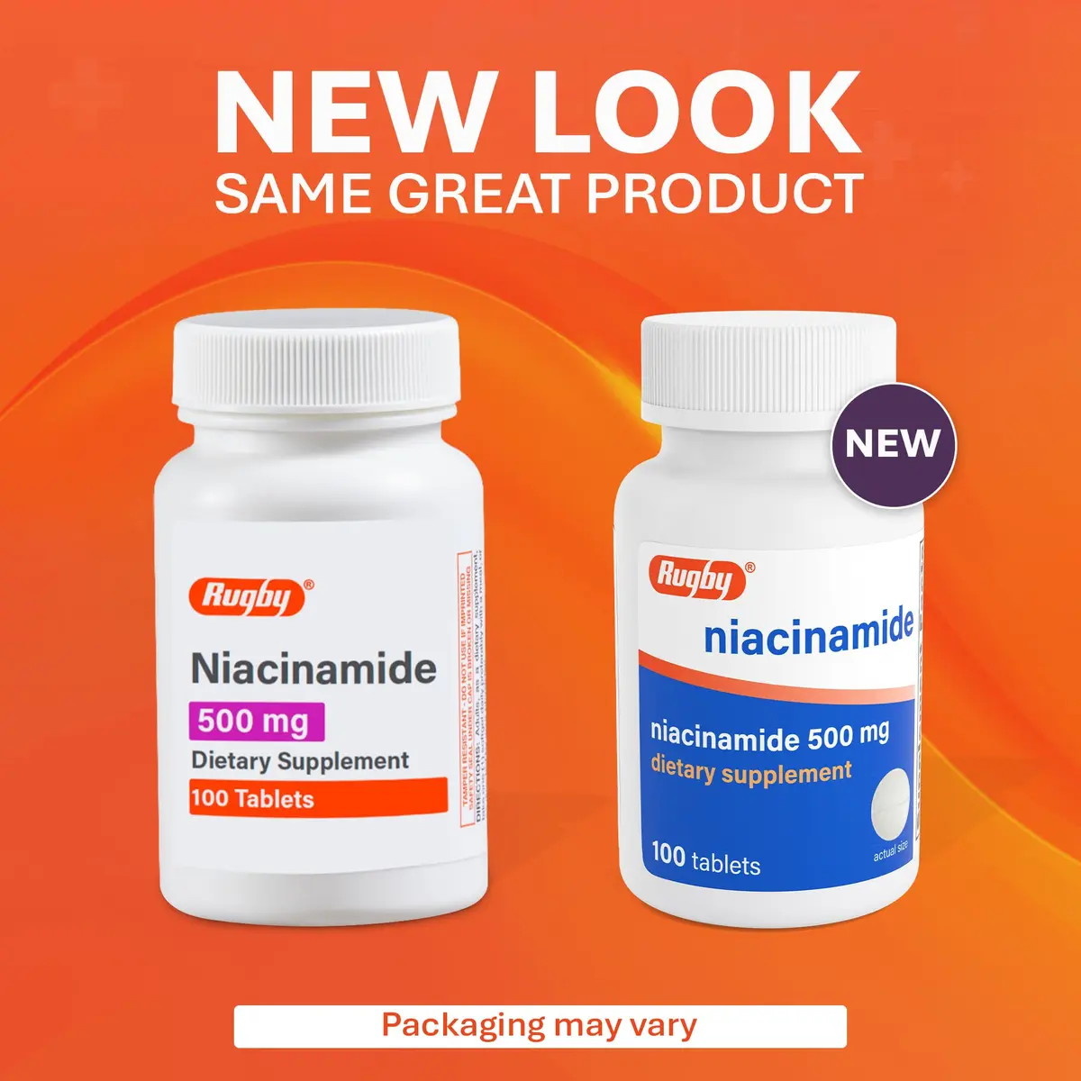 Rugby Niacinamide 500 mg Tablets | No Artificial Flavors, 100 Count (3-Pack) - view 3