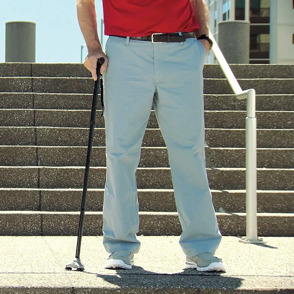 HurryCane Freedom Edition Foldable Walking Cane with T Handle, Blue | Adjustable Height 30.5"-37.5" | Patented SteadiGrip Base - view 5