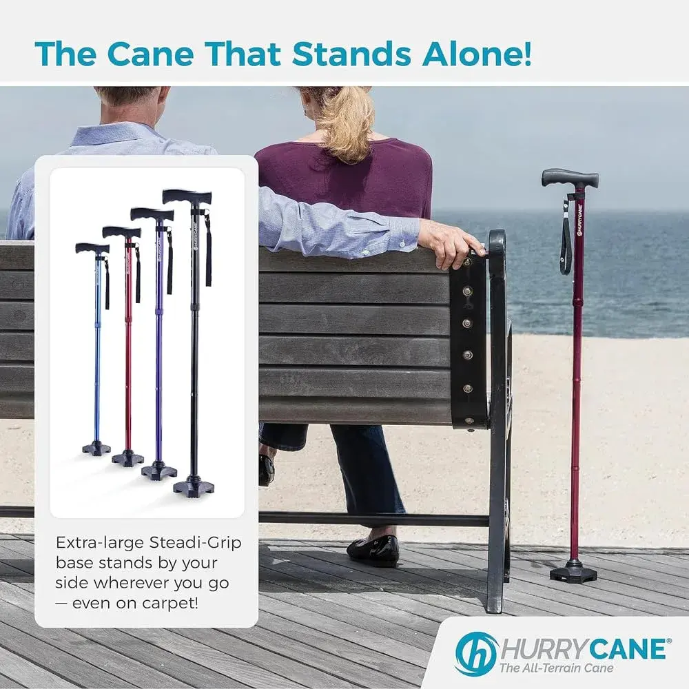 HurryCane Freedom Edition Folding Walking Cane, Pathfinder Purple | Adjustable Height 30.5-37.5 inches | Lightweight 0.57kg (1.25 lb) - view 2