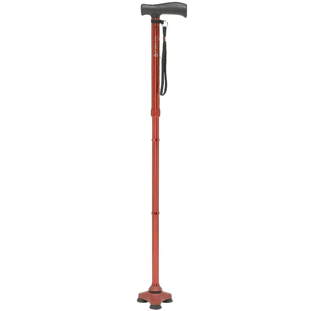 HurryCane Freedom Edition Foldable Walking Cane with T Handle, Red | 30.5-37.5 inch Adjustable Height - main product image