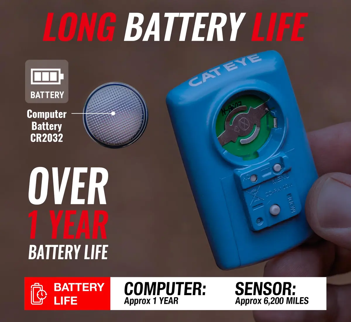 CATEYE Padrone Wireless Bike Computer (Blue) | Large Display, Easy Navigation, 1-Year Battery - view 6