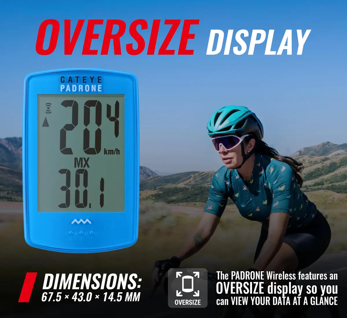 CATEYE Padrone Wireless Bike Computer (Blue) | Large Display, Easy Navigation, 1-Year Battery - view 2