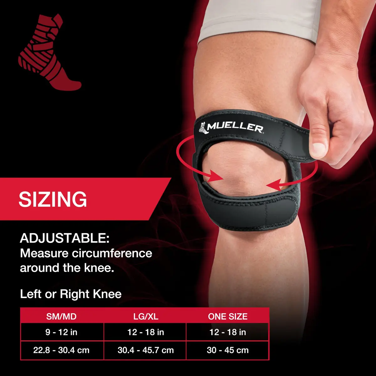 MUELLER Sports Medicine Adjustable Max Knee Strap | Pain Relief Support for Men & Women, Ideal for Patellar Tendinitis, Runner's Knee, Osgood-Schlatter's, Black, Large/X-Large - view 6