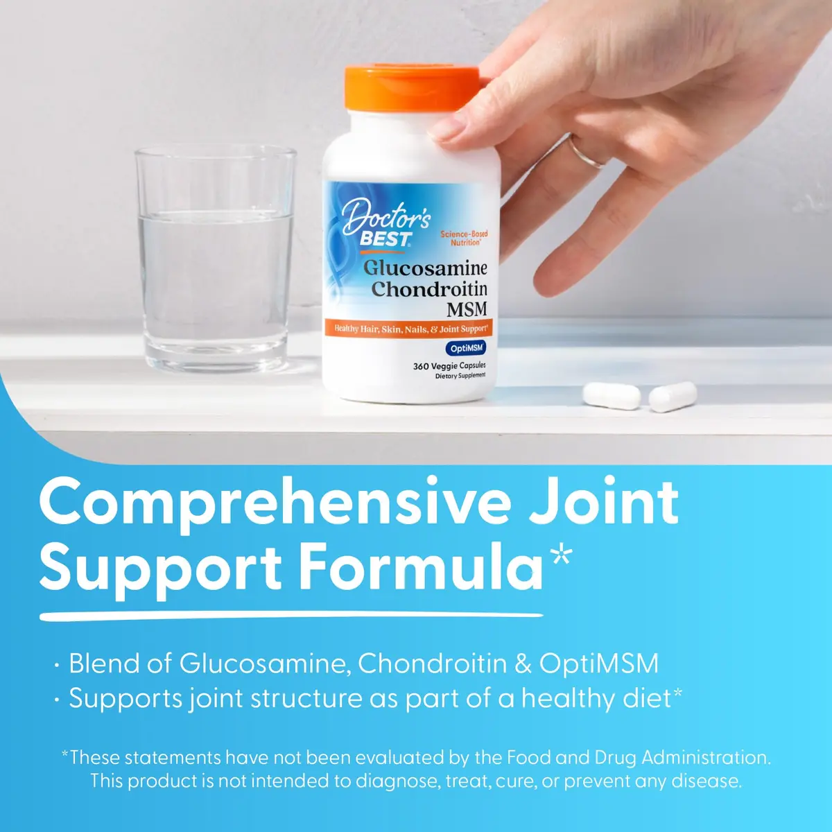 Doctor's BEST Glucosamine Chondroitin MSM, Non GMO, 360 Capsules | Joint & Beauty Support - view 3