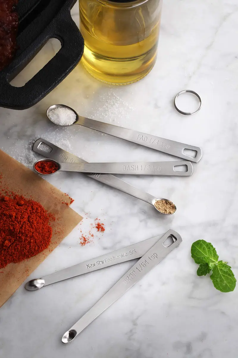 New Star Foodservice Mini Measuring Spoons Set, 5-Piece Stainless Steel | Dash, Pinch, Smidgen, Drop, Tad Measurements - view 5