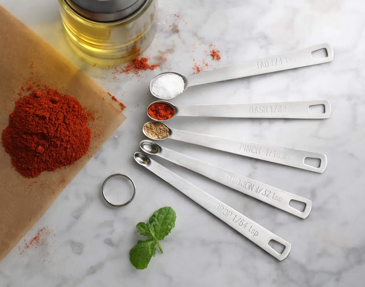 New Star Foodservice Mini Measuring Spoons Set, 5-Piece Stainless Steel | Dash, Pinch, Smidgen, Drop, Tad Measurements - view 6