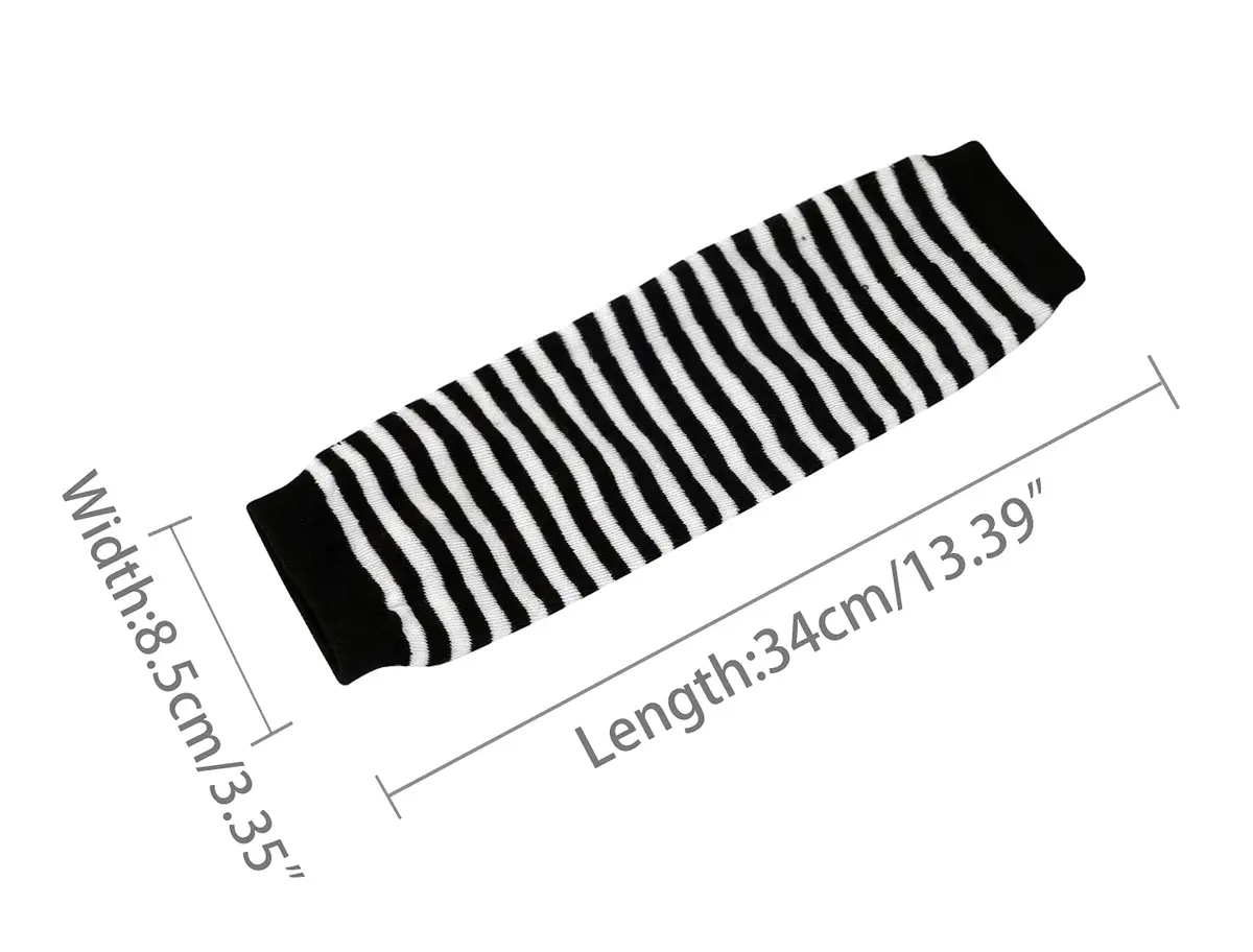 uxcell Arm Warmers Pair in Black & White Stripes | Elbow Length, Fingerless, Knitted Style for Women - view 3