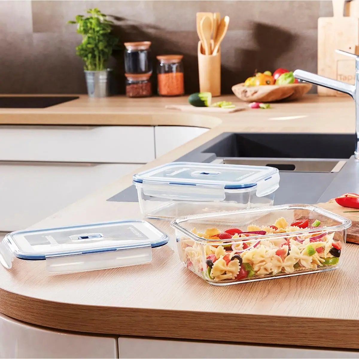 Luminarc Pure Box Active – Airtight Glass Storage Container, Rectangular 0.38 L | Shock-Resistant & Microwave Safe - view 3