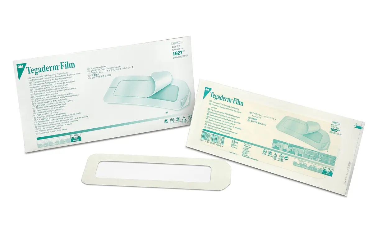 Tegaderm™ Transparent Film Dressing Frame Style, 1627 | Waterproof, Breathable, Hypoallergenic, 4x10 inch, 20/ct - main product image