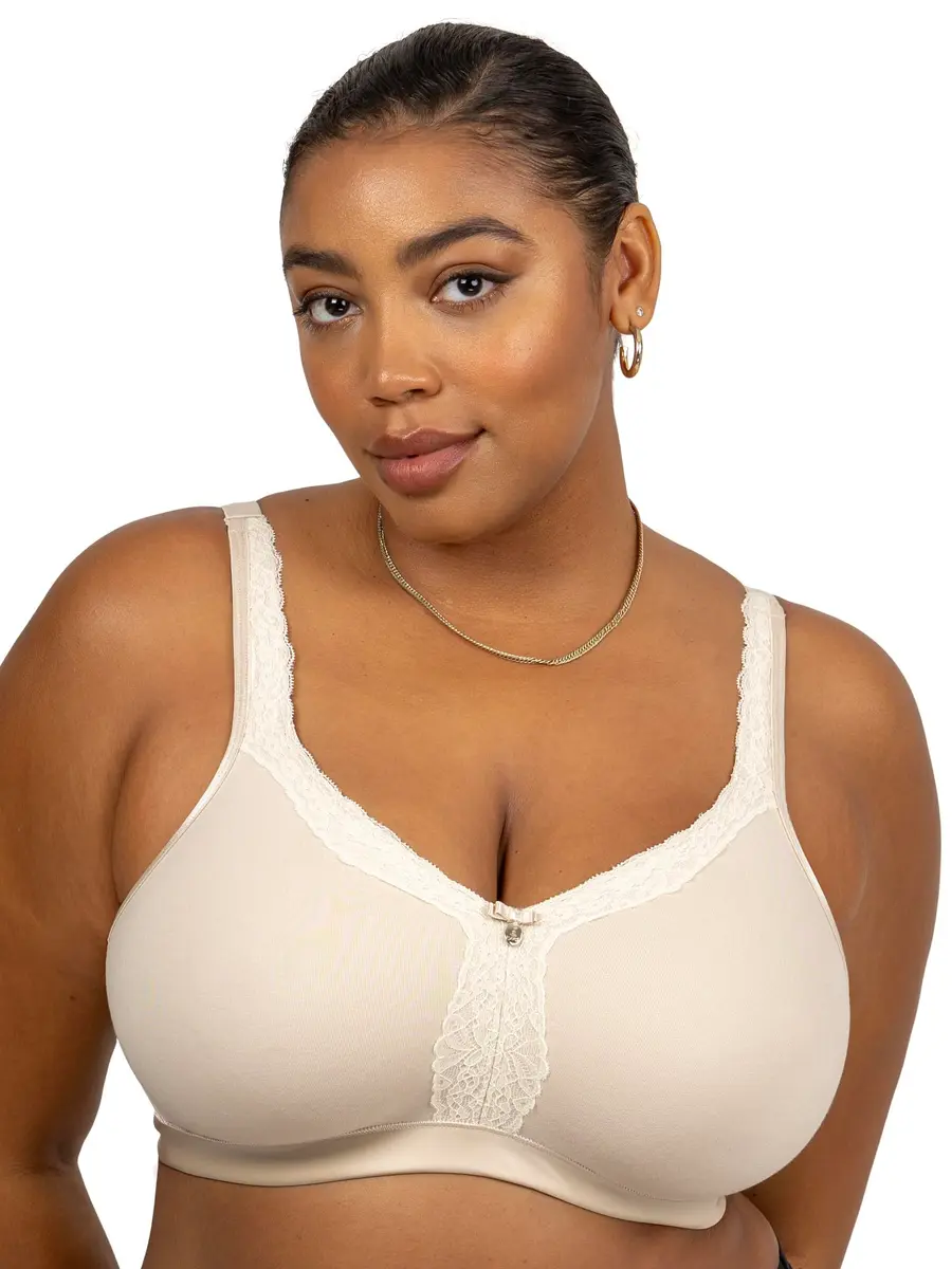 Curvy Couture Cotton Luxe Unlined Wire-Free Bra 44C | Plus Size Comfort & Support - main product image