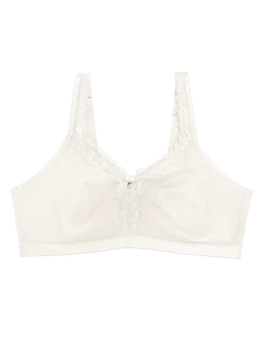 Curvy Couture Cotton Luxe Unlined Wire-Free Bra 44 DD | Plus Size Comfort & Support - view 2