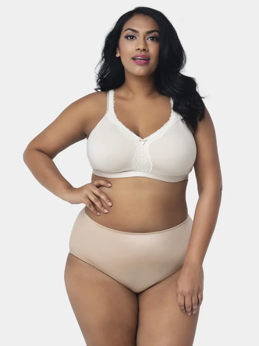 Curvy Couture Cotton Luxe Unlined Wire-Free Bra 44 DD | Plus Size Comfort & Support - view 4