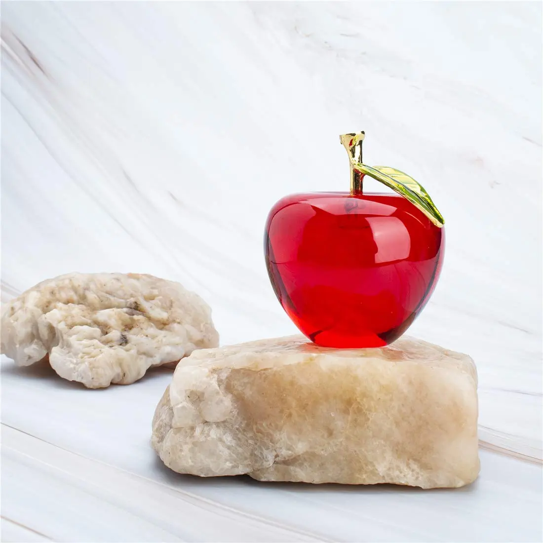 H&D Glaze Crystal Apple Paperweight Craft Decoration 1 Count | Vibrant Red Glass Gift for Celebrations & Office Decor - view 6